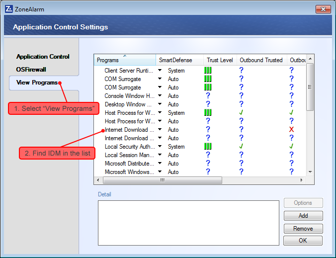 ZoneAlarm Security settings 3